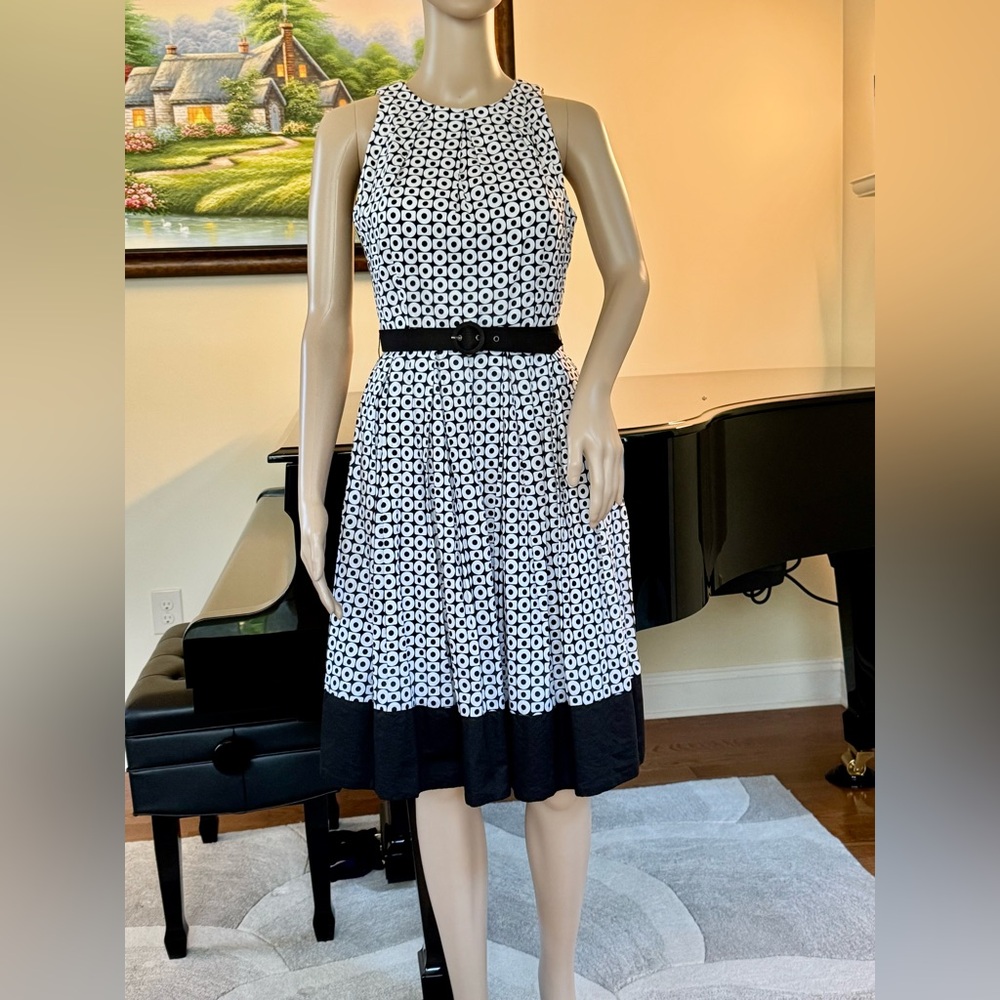 London Times Belted Cotton Dress